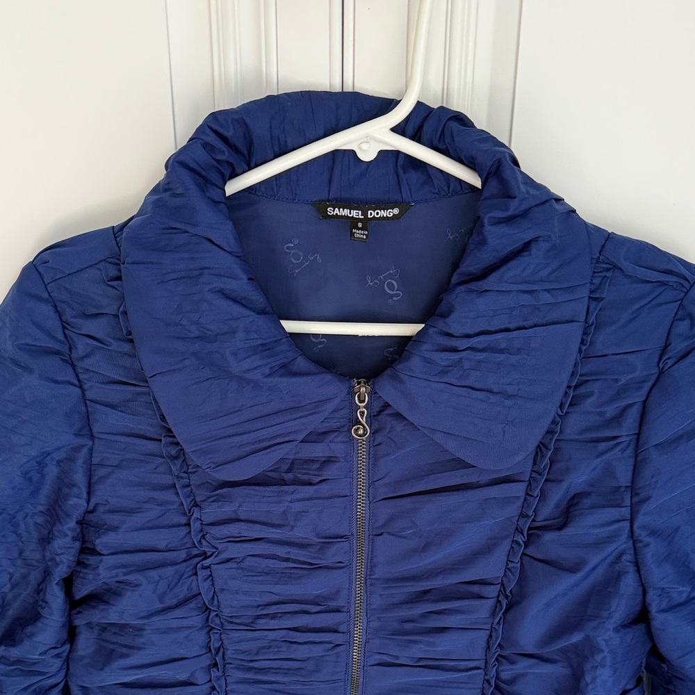 Samuel Dong royal Blue Ruched light Coat - Picture 3 of 6